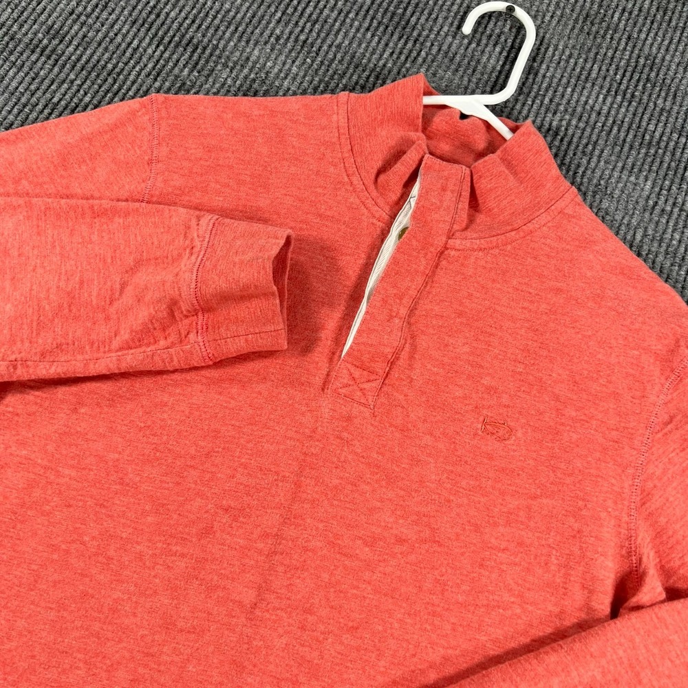 Southern Tide Pullover Shirt Mens Medium Pink Long Sleeve 1/4 Zip Mock Neck